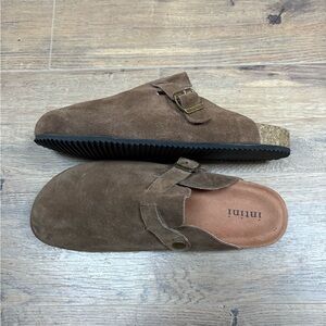 intini Medium Brown Suede Leather Men's Shoes Mules Clogs Size 46 (US 12.5)